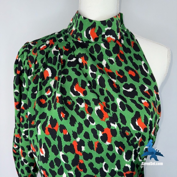 1152 NWT Choosy Untamed One Shoulder Dress - Size L - Green/Red/Black Multi - Picture 3 of 16